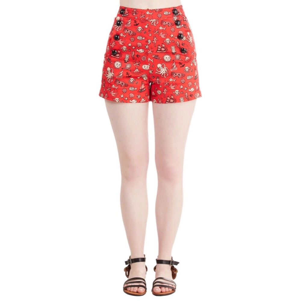 ModCloth retro red nautical shorts NWOT